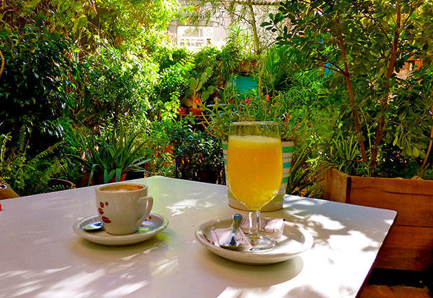 liadisimo terrace, coffee and orange juice