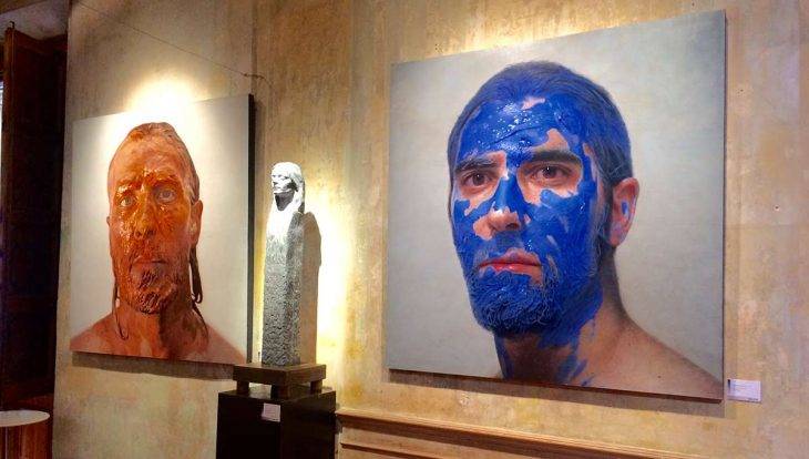 MEAM Barcelona blue-faced man painting